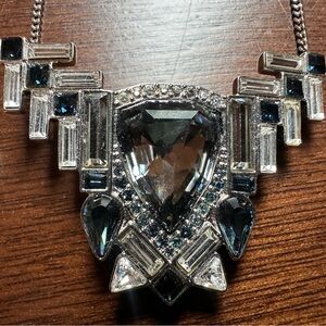 Swarovski statement necklace , deep blue, silver and grey